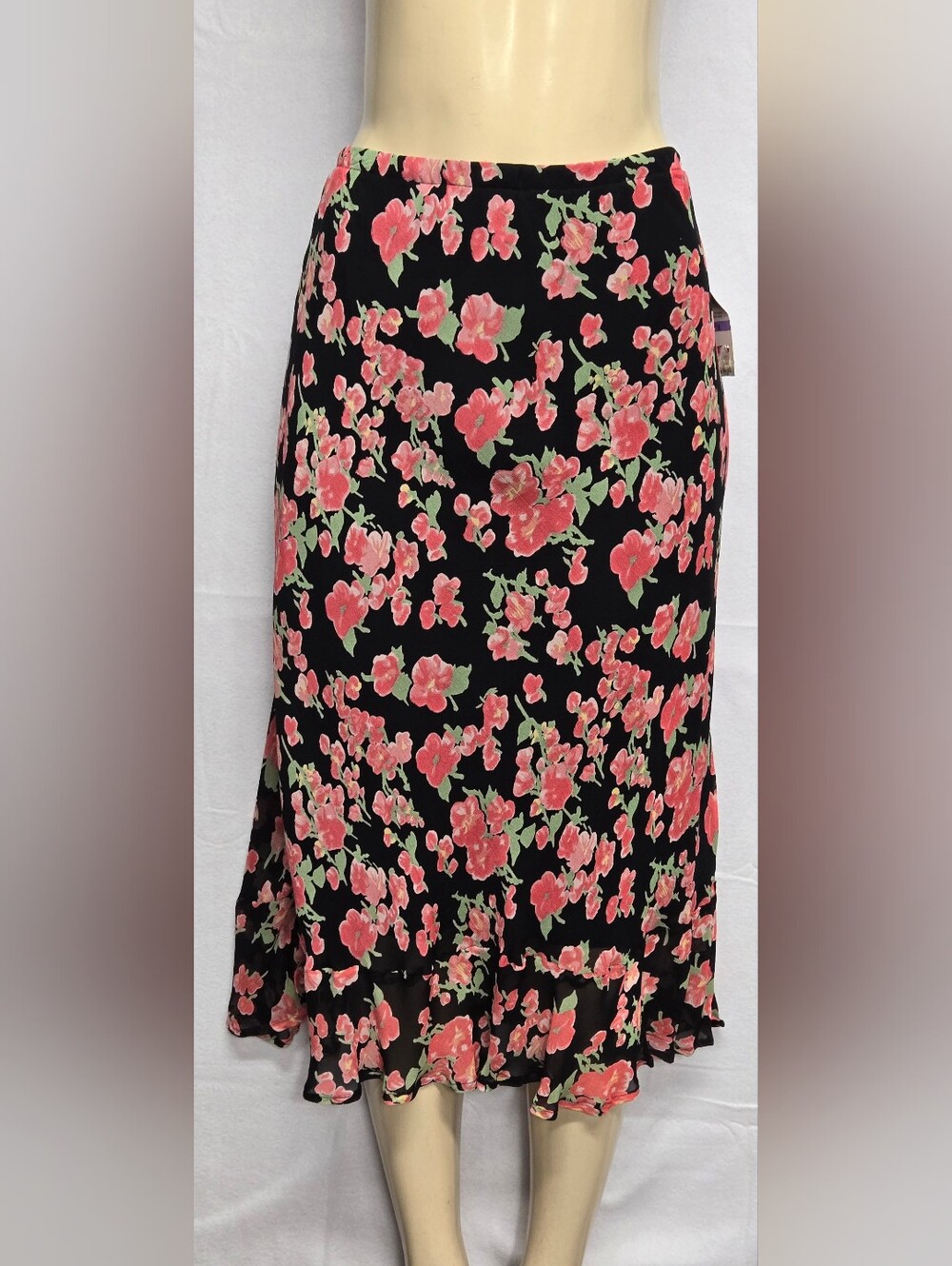 JM Collections 18 Floral Skirt Ruffle Midi Elastic Waist Rayon India